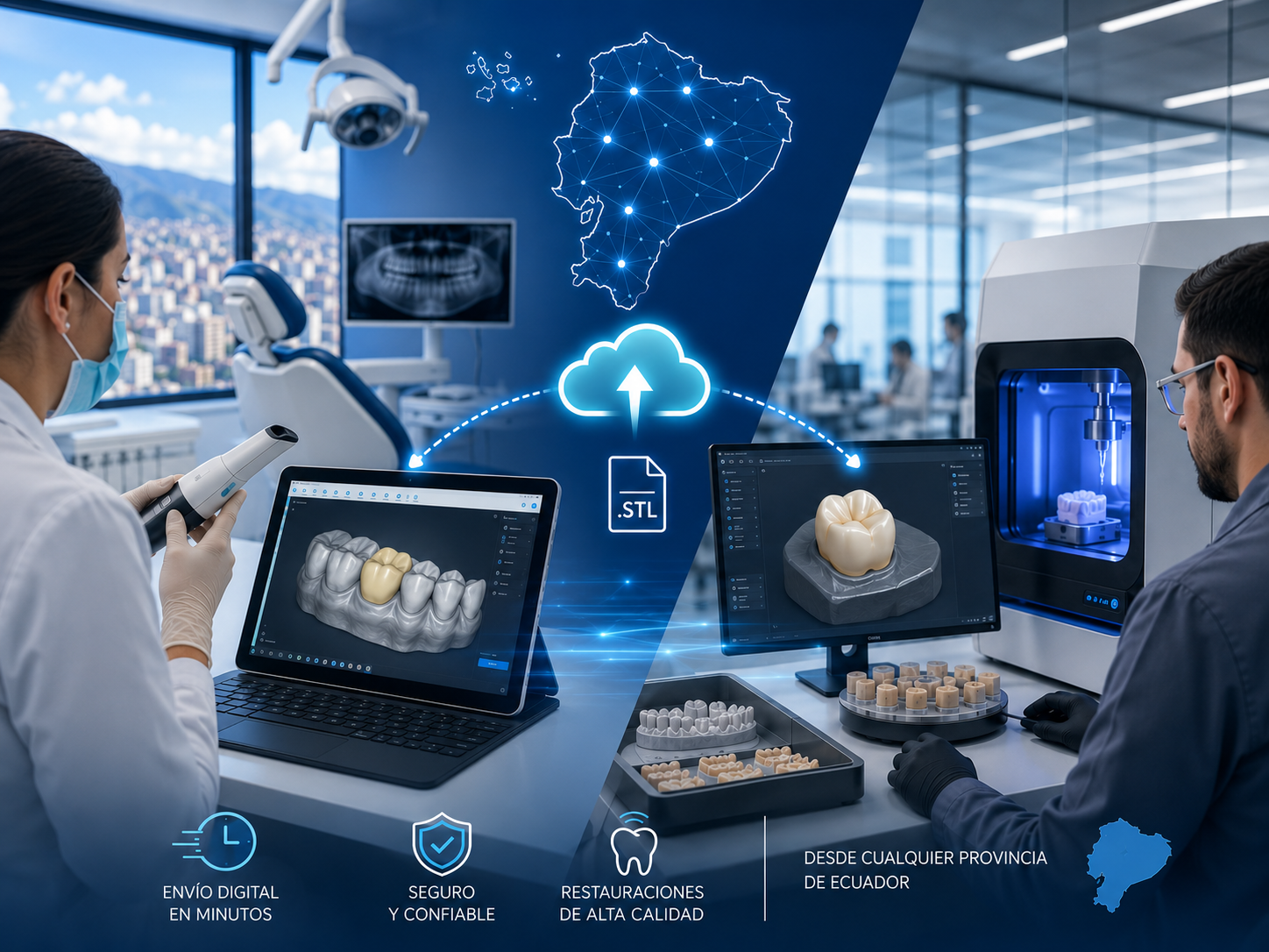 Envío de archivos STL y modelos digitales dentales