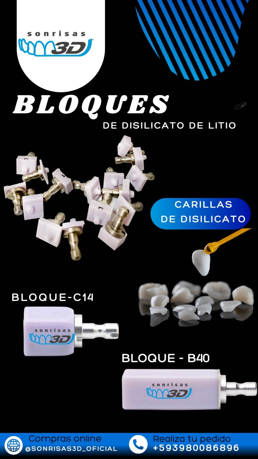 Bloques de disilicato de litio IPS e.max CAD C14 y B40 para sistemas de molienda